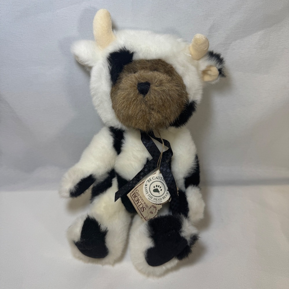 Boyds Bear Little Mookins Cow Costume Plush 12 inch Spotted 2001 NWT 91882
